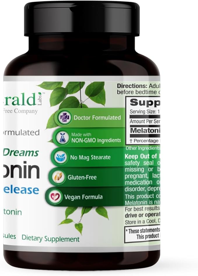 EMERALD LABS Sweet Dreams Melatonin Time-Release - Melatonin Sleep Support Supplement - Supports Healthy Sleep Patterns - 60 Vegetable Capsules (Up to 60-Day Supply)