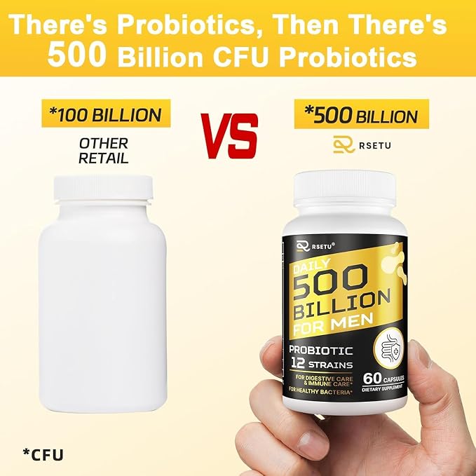 Probiotics for Men, 500 Billion CFUs & 12 Strains Mens Probiotic with Turmeric Cranberry, Goji, Gut Health for Men, for Digestive Health, Gut, Bloating & Gas, Immune, Energy Support, 60-Day Supply