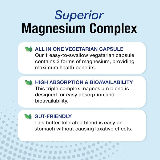 Puregen Labs Triple Magnesium Complex 300mg of Magnesium Glycinate, Malate, & Citrate [High Absorption] Total 240 Veg Capsules | No Harmful Additives | Non-GMO, NO Gluten and Dairy