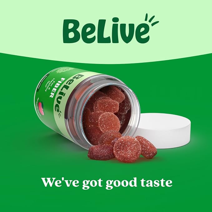 BeLive Fiber Gummies - Prebiotic Fiber Supplement with Chicory Root & Inulin for Digestive Support & Overall Gut Health I Vegan, Sugar Free Gummies for Adults & Children - Apple Flavor | 2-Pack