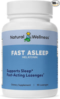 Natural Wellness Fast Asleep – Rapid-Acting Melatonin Lozenges for Restful Sleep, Relaxation & Jet Lag Relief –Fast-Dissolving Cherry Flavor Sleep Aid – Non-Habit Forming, Wake Refreshed – 90 Lozenges