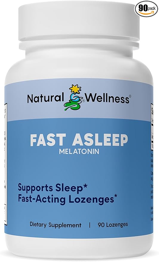 Natural Wellness Fast Asleep – Rapid-Acting Melatonin Lozenges for Restful Sleep, Relaxation & Jet Lag Relief –Fast-Dissolving Cherry Flavor Sleep Aid – Non-Habit Forming, Wake Refreshed – 90 Lozenges