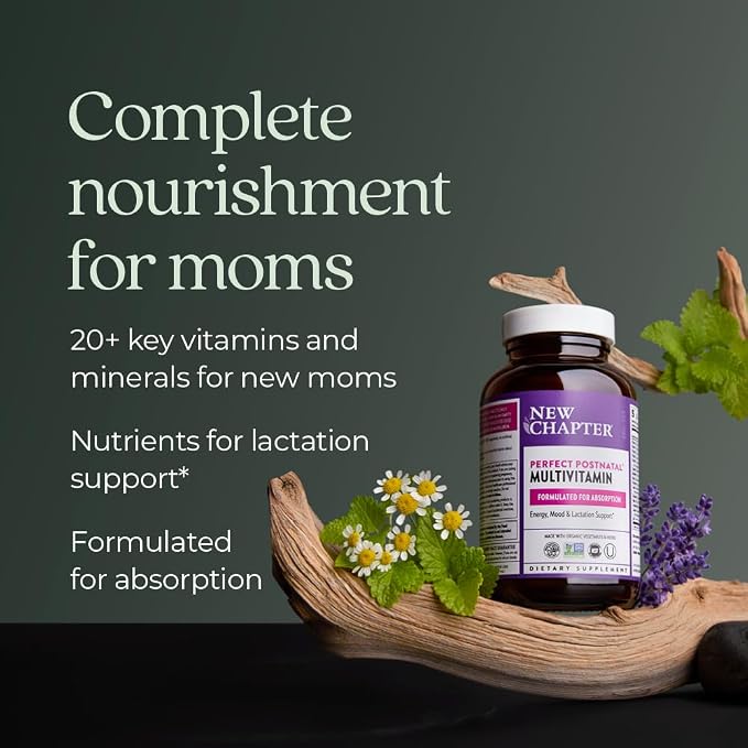 New Chapter, Postnatal Vitamins Lactation Supplement, Complete Multivitamin with Fermented Vitamin D3 + B Vitamins, Made with Organic Vegetables & Herbs, Non-GMO Ingredients, 192 Count