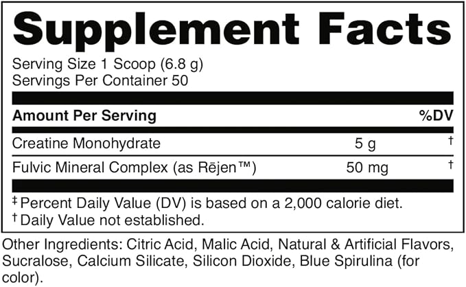 Bucked Up Blue Rasberry Creatine for Women and Men - Easy to Mix Vegetarian - Flavored Creatine Monohydrate Powder - Made in USA - 5G Per Serving - 50 Servings - 250 Grams Per Container