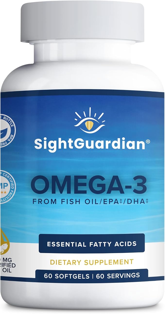 Sight Guardian Omega-3 with EPA, DHA, 100mg Fish Oil per Serving, Dietary Vitamin Supplement to Support Cardiovascular, Daily Health, Heart, Skin, Joints, and Brain
