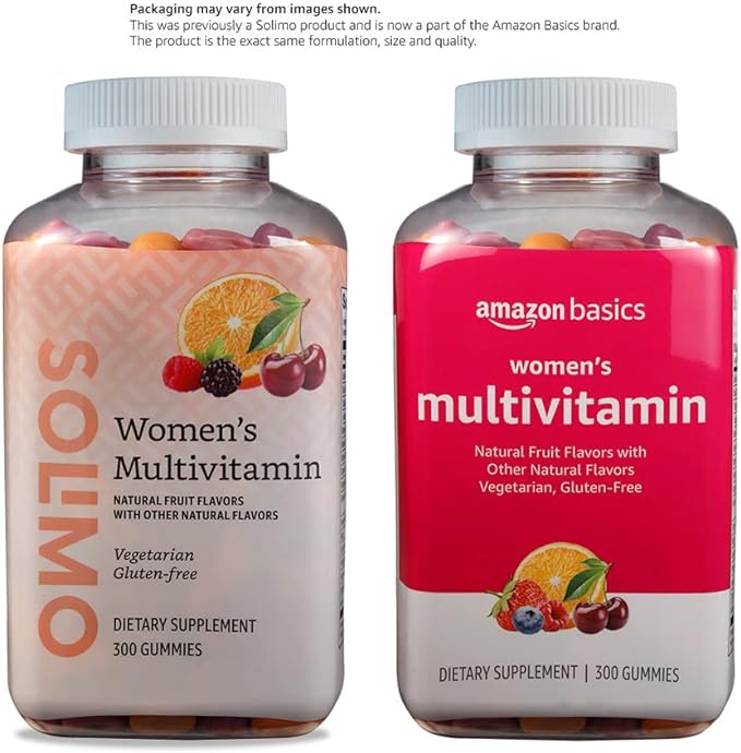 Amazon Basics Women's Multivitamin, Mixed Berry Flavor, Vegetarian & Gluten-Free, 300 Gummies (150 Servings) (Previously Solimo)