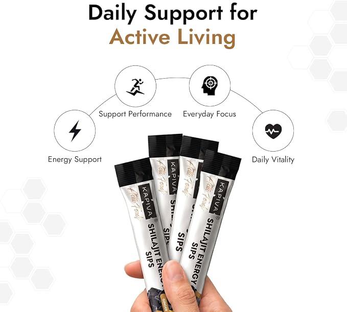 Kapiva Shilajit Honey Sticks, 7500mg Pure Shilajit, Easy-to-Consume On-the-Go Sticks, Energy & Stamina Support, Ginger Honey Flavor, 30 Count