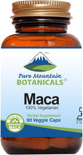 Pure Mountain Botanicals Maca Root Capsules - Kosher Vegan Caps Now with 1000 mg Organic Raw Macca and Gelatinized Maca Root Supplement