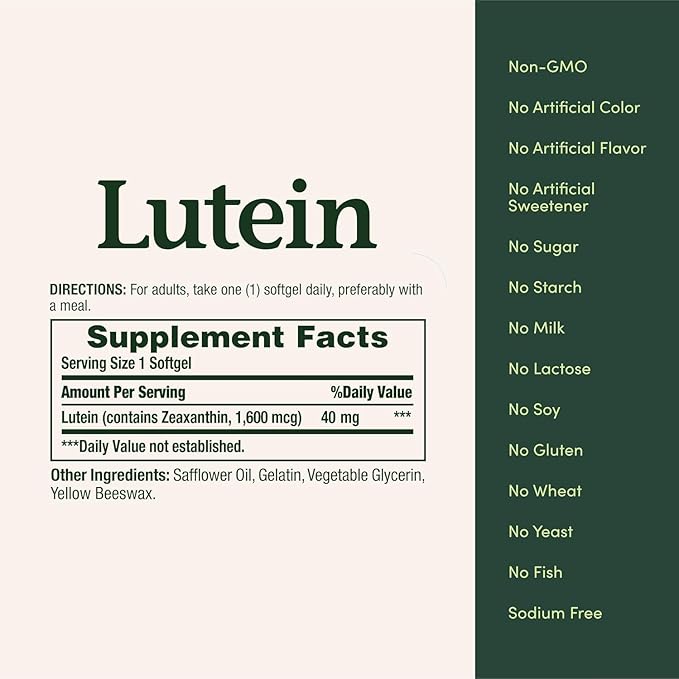 Nature's Bounty Lutein 40 Mg, 30-Count, Pack of 4