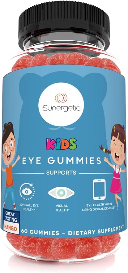 Sunergetic Premium Eye Support Gummies for Kids - Lutein with Zeaxanthin Supports Overall Eye Health, Vision & Macular Health–Clinically Studied Lutein & Zeaxanthin with Lutemax 2020-60 Gummies