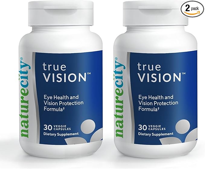 NatureCity True-Vision Eye Health Supplement - Plant-Based Lutein and Zeaxanthin with High Potency Saffron 20mg - Blue Light Protection, Support Central and Night Vision (60 Veggie Capsules)