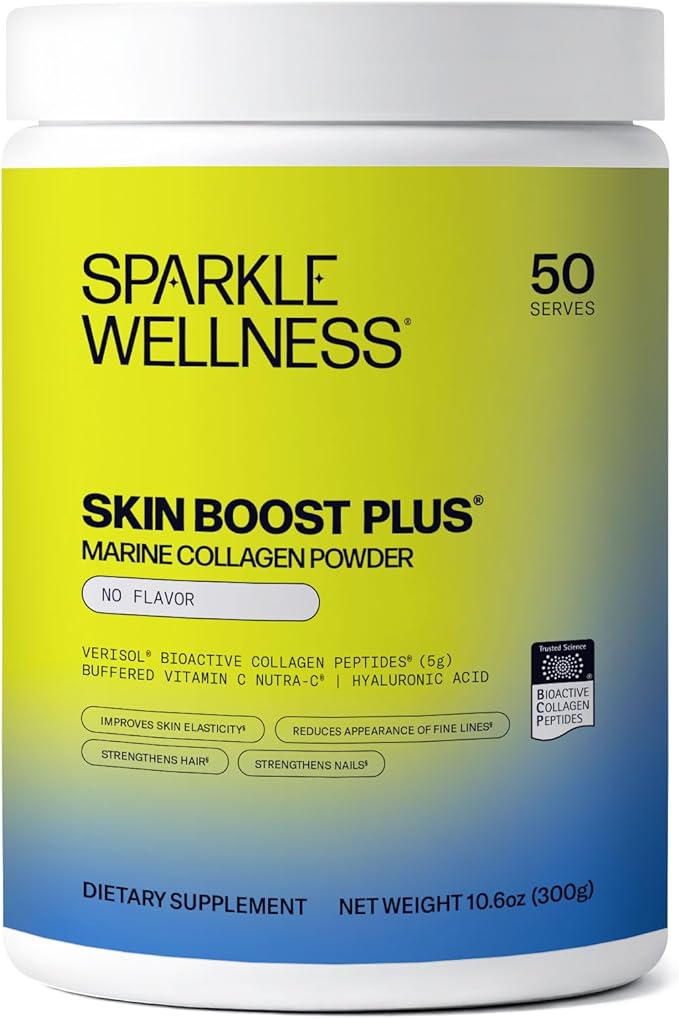 Sparkle Wellness Marine Skin Boost Plus (No Flavor) [50-Serves] | Collagen Powder Supplement with Marine-derived VERISOL Bioactive Hydrolyzed Collagen Peptides, Vitamin C & Hyaluronic Acid