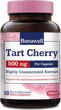 Bonawell Tart Cherry Capsule, 500mg Extract Per Capsule, Made from Montmorency Tart Cherries, Powerful Uric Acid Cleanse, Antioxidant Support, 2 Month Supply, 60 Capsules