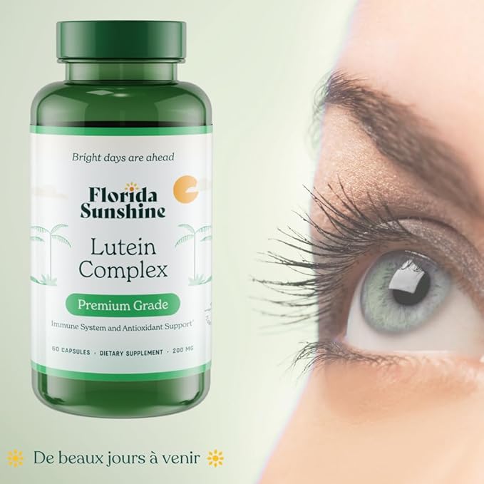 Florida Sunshine Lutein Complex Supplement 60 Capsules (205mg) | Eye Health Support | Antioxidant Protection | High Potency Lutein & Zeaxanthin | Vision Support