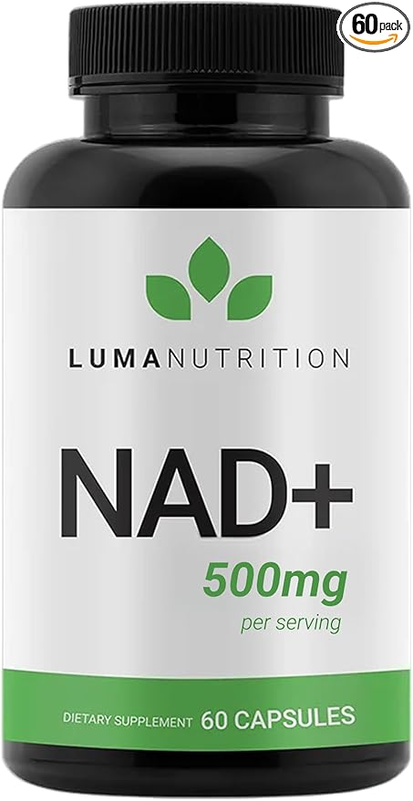 Luma Nutrition NAD+ Supplement 500mg Per Serving (250mg per Capsule) – Aging Plus Energy, Metabolism & Cellular Support – Pure NAD Supplements for Women & Men, Made in USA
