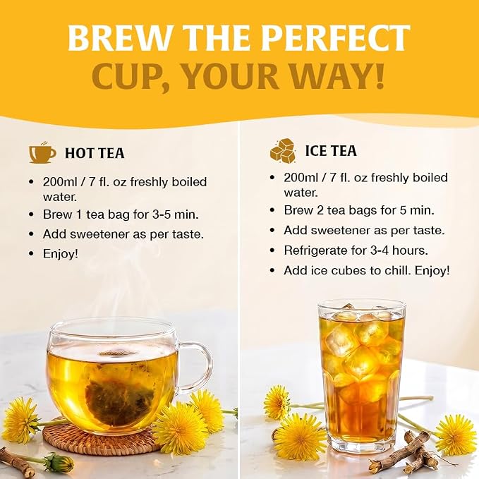 HANDPICK - Dandelion Root Tea bags, 40 Teabags - Natural Dandelion Herbal Tea - Non-GMO - Caffeine-free