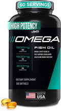 JYM Supplement Science Omega JYM Fish Oil 2800mg, High Potency Omega 3, EPA, DHA, DPA for Brain, Heart, & Joint Support 120 Soft Gels