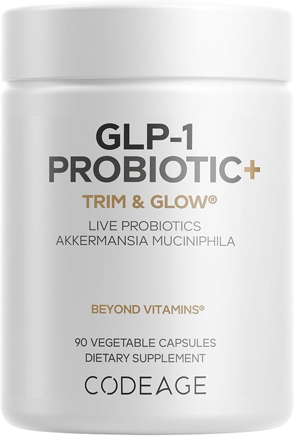 Codeage GLP-1 Probiotic+ - Live Probiotics Akkermansia, Clostridium, Bifidobacterium, Chicory Inulin Probiotic, Prebiotics & Postbiotics Supplement - 500 Million AFU, 3-Month Supply - 90 Capsules