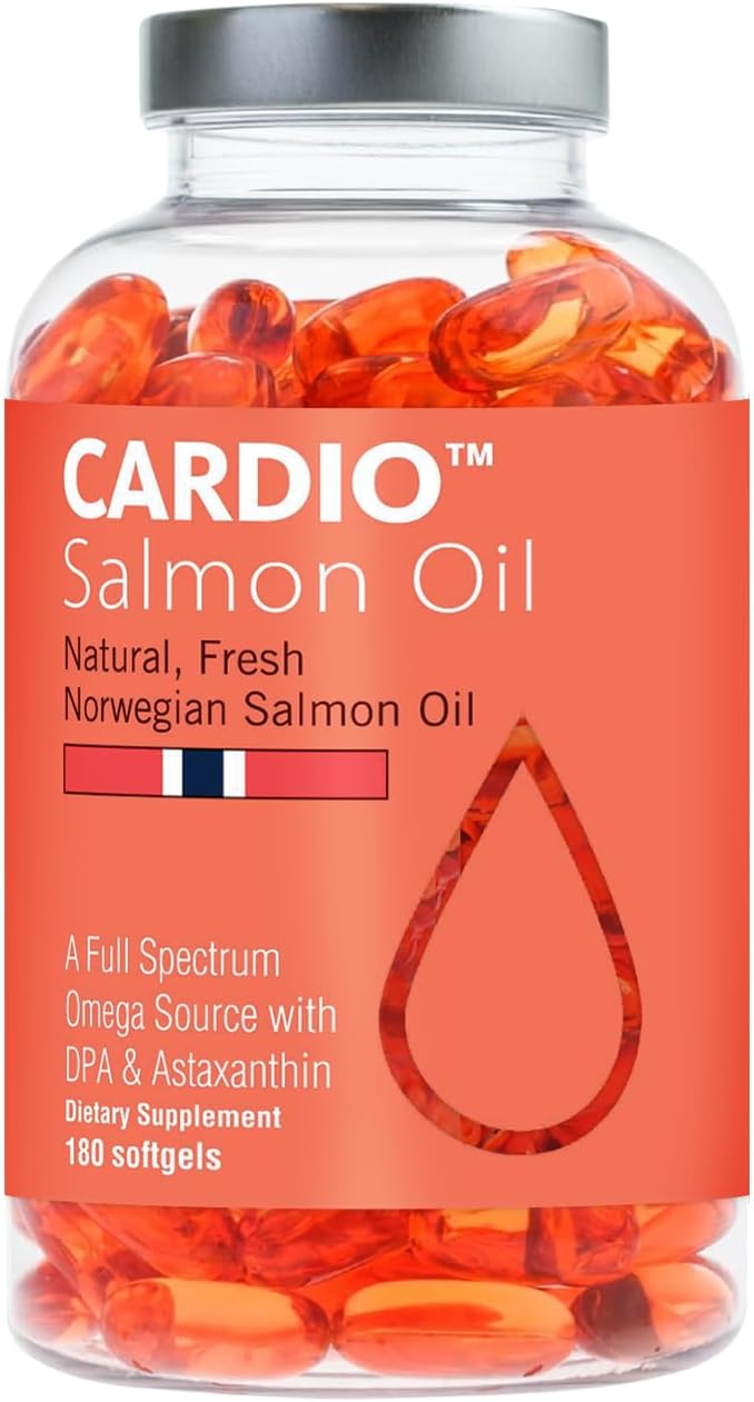 High Strength Omega 3 Fish Oil - 1000mg, Norwegian Salmon Oil with EPA & DHA, No Burping or Aftertaste, Omega 3 Fatty Acids Supplement for Eye, Brain & Heart, Triglyceride Form - 180 Capsules