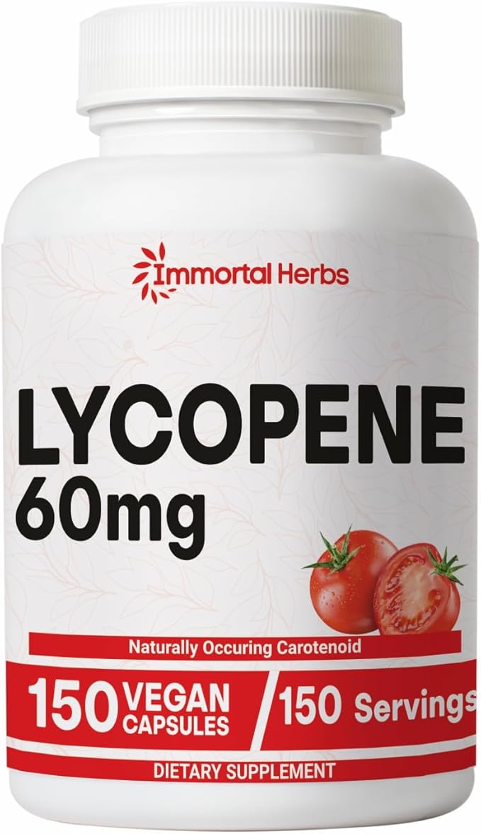 Lycopene Supplement for Men 60mg, 120 Capsules, Natural Tomato Extract Powder, 4 Month Supply, 100% Veg Lycopene Complex, Non-GMO and Gluten Free Carotenoid Supplement
