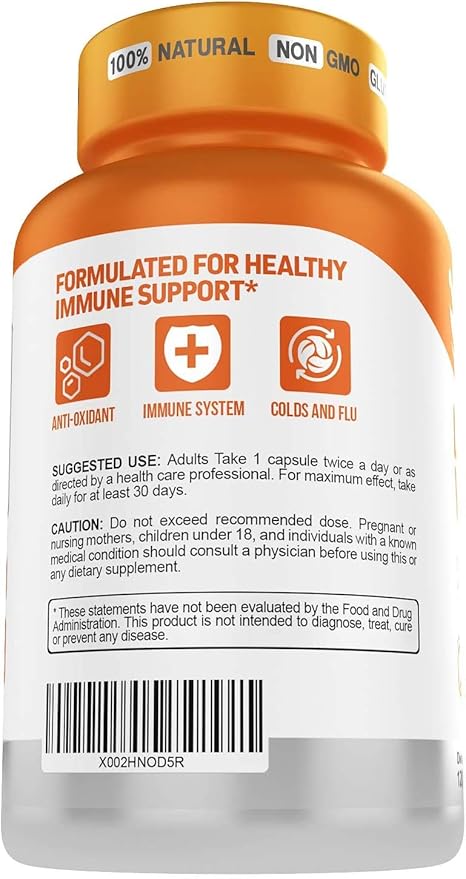 Herbtonics Liposomal Vitamin C Capsules 1500mg Immune Support Supplement | Immune System Health | High Absorption Vitamin C | Contains Collagen | 120 Vegan Capsules Non-GMO