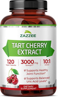 Zazzee Tart Cherry 10:1 Extract, 120 Vegan Capsules, 4 Month Supply, Montmorency Cherry, Certified Kosher, Joint & Uric Acid Support, Antioxidant Support Formula, Non-GMO, Made in the USA