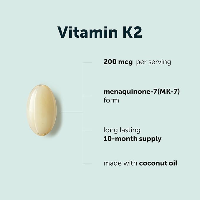 Micro Ingredients Vitamin K2 MK-7 200 mcg Per Serving, 300 Coconut Oil Softgels | K2 Vitamin Supplement with Coconut Oil | Non-GMO