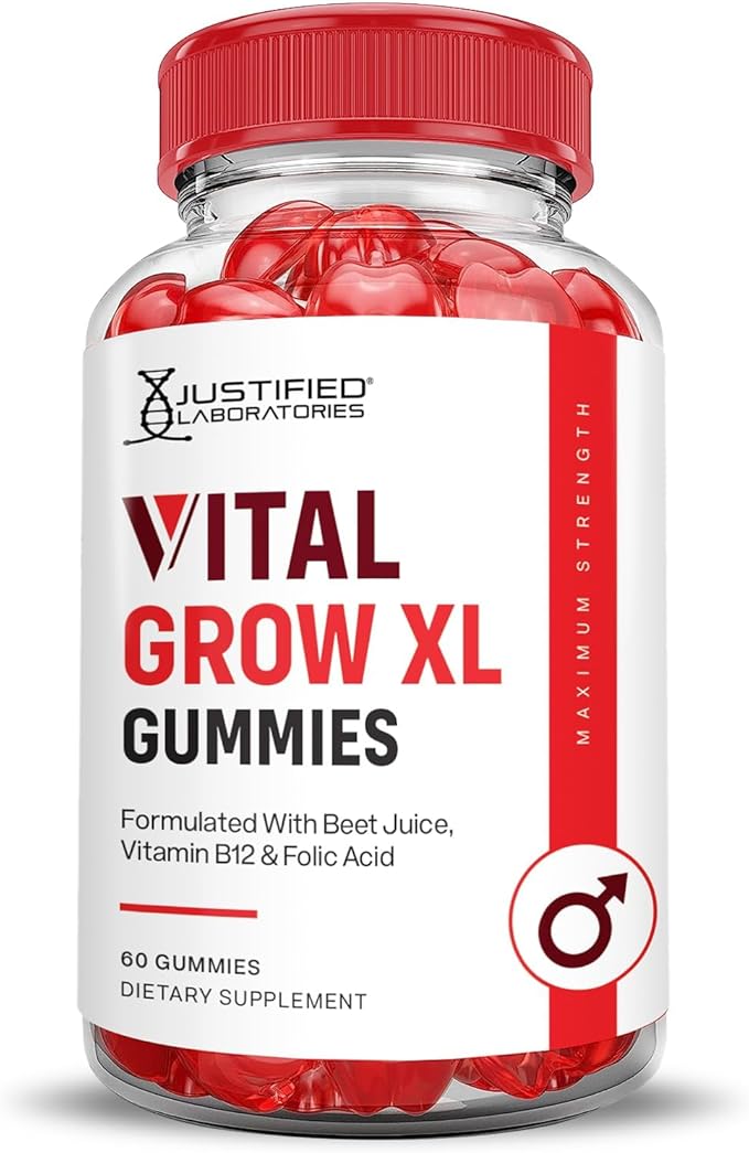 Justified Laboratories (2 Pack Vital Grow XL Performance Gummies 1000MG Advanced Formula Formulated with ACV Pomegranate Beet Juice Powder B12 Vegan Non GMO 120 Gummys