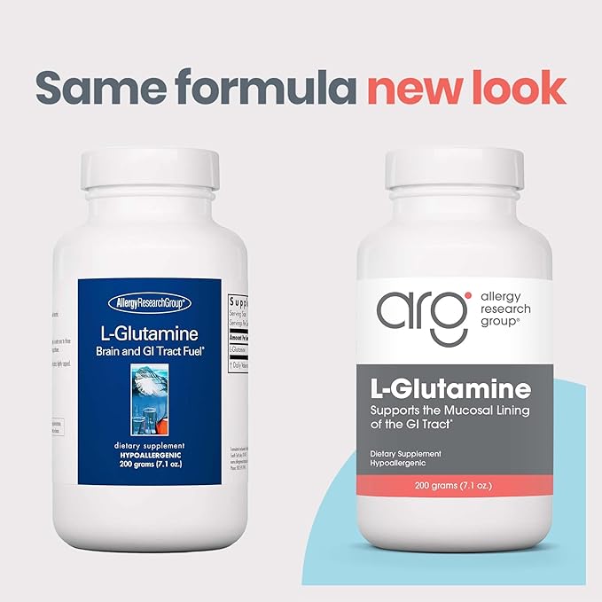 Allergy Research Group L-Glutamine Powder - Gut Health for Men & Women, Free Form Amino Acid, Pure, 4.7g Supplement - 7.1 Ounce