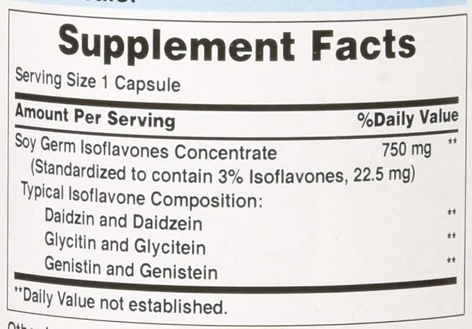 Puritan's Pride Non-GMO Soy Isoflavones 750mg, Dietary Supplement with Active Daidzein, Genistein, and Glycitein Supports Menopause and Hot Flashes, 120 Rapid Release Capsules (Pack of 2)