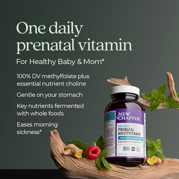 New Chapter Prenatal Vitamins, One Daily Prenatal Multivitamin with Methylfolate + Choline for Healthy Mom & Baby, Gluten Free & Non-GMO, 60 Count