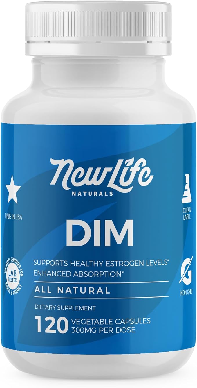NewLife Naturals DIM Supplement 300mg, Women & Men - Hormonal Acne and Balance, Estrogen, Menopause Support - 120 Day Supply