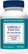 The Vitamin Shoppe Omega 3 Fish Oil 1000MG EPA DHA - Heart Health, Brain Function & Joint Support, Molecularly Distilled (120 Softgels)