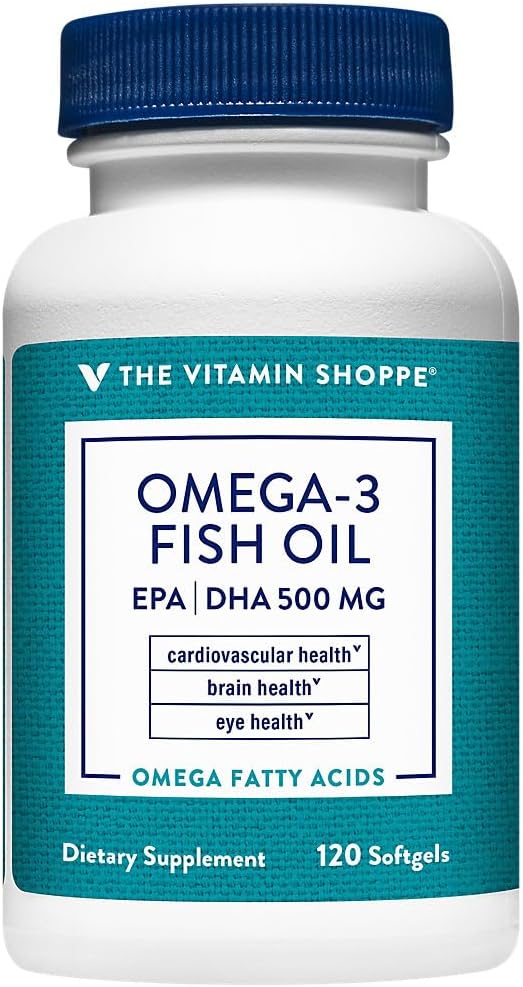 The Vitamin Shoppe Omega 3 Fish Oil 1000MG EPA DHA - Heart Health, Brain Function & Joint Support, Molecularly Distilled (120 Softgels)