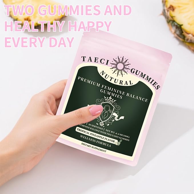 Pineapple Feminine Balance Gummies for Women – Probiotics for pH & Vaginal Health, Supports Odor & Flora Balance with Vitamin C – Vegan, Gluten-Free – 60 Gummies (30-Day Supply)