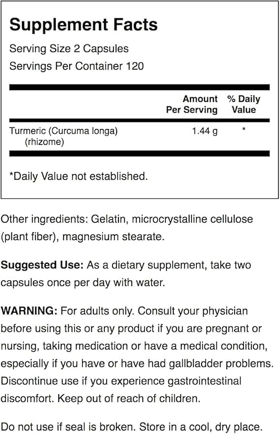 Swanson Full Spectrum Turmeric Curcumin Joint, Liver, and Digestive Support Supplement for Active Adults - Non-GMO, Gluten-Free (240 Vegan Capsules, 3 Pack)