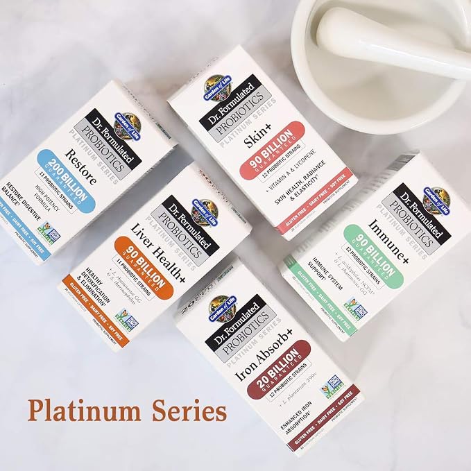 Garden of Life Dr. Formulated Probiotics Platinum Series Liver Health+ 90 Billion CFU Guaranteed, One a Day Probiotic for Healthy Detoxification & Elimination Support, Vegan, Gluten Free, 30 Capsules