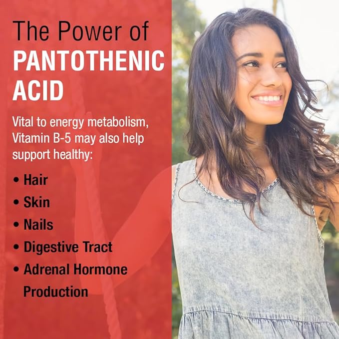 SOLARAY Pantothenic Acid 250mg | Vitamin B5 | Energy Metabolism, Hair, Skin, Nails & Digestive Support | 100CT