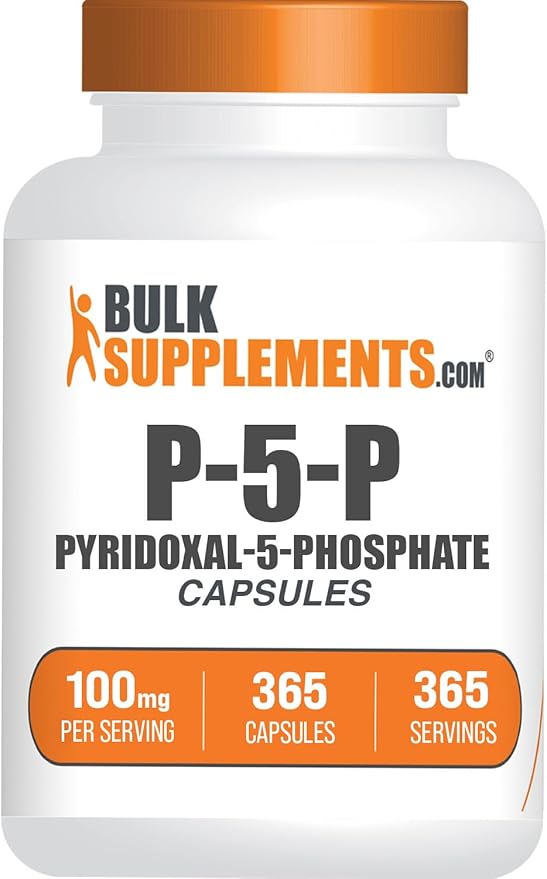 BulkSupplements.com Pyridoxal 5 Phosphate Capsules - P5P Supplement, Vitamin B6 Supplement - Essential & Gluten Free, 1 Capsule per Serving, 100mg Serving, 365 Count (Pack of 1)