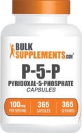 BulkSupplements.com Pyridoxal 5 Phosphate Capsules - P5P Supplement, Vitamin B6 Supplement - Essential & Gluten Free, 1 Capsule per Serving, 100mg Serving, 365 Count (Pack of 1)
