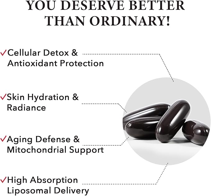 Liposomal Glutathione Softgels, Enhanced Absorption - Liposomal Delivery, Active Form L-Glutathione, Cellular, Immune Function & Liver Detox, Rich in Antioxidant Formula, Gluten Free, 60 Softgels