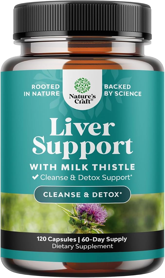 Natures Craft Liver Cleanse Detox & Repair 120 Capsules - Herbal Liver Support Milk Thistle Supplement - Silymarin Milk Thistle Supplements with Dandelion Root, Choline, Beetroot & Artichoke Extract