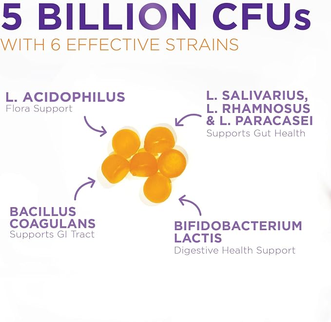 Probiotic Gummies - Advanced Multi-Strain Probiotic Formula - Gut & Digestive Health Support Gummy - Bacillus Coagulans 5 Billion CFU Per Serving, Daily Acidophilus Probiotics Supplement - 60 Gummies
