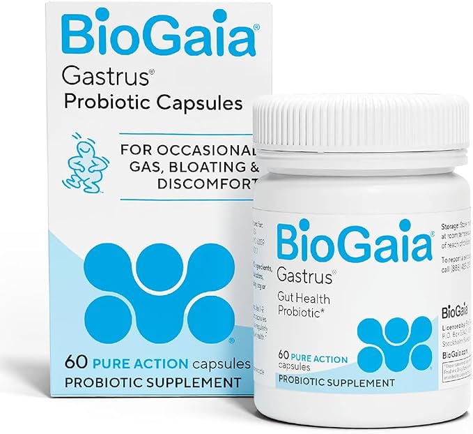 BioGaia Gastrus Gut Health | Probiotic Capsules | Eases Abdominal Discomfort, Gas & Bloating | Promotes Regularity & a Healthy Gut | Supports a Balanced Microbiome | Backed by 30 Years of Research