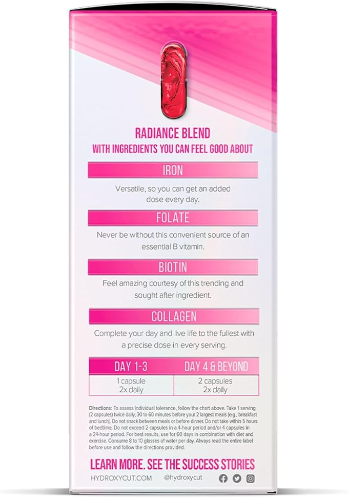 Hydroxycut +Women - 60 Rapid-Release Liquid Capsules - Includes Biotin, Collagen, Folate & Iron