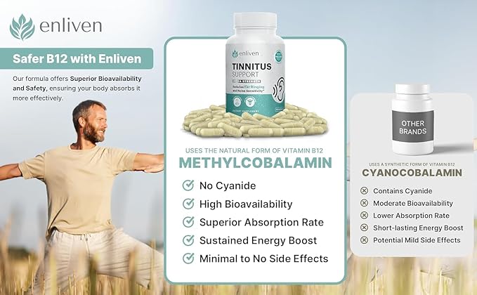 Tinnitus Relief Pills for Ringing Ears – Ear Tinnitus Relief for Ringing Ears with Flavonoids, B12 & Inositol – for Pain in Ears & Health Support – 180 Caplets – Daily Ear Ringing Relief 2 pack 360 Ct