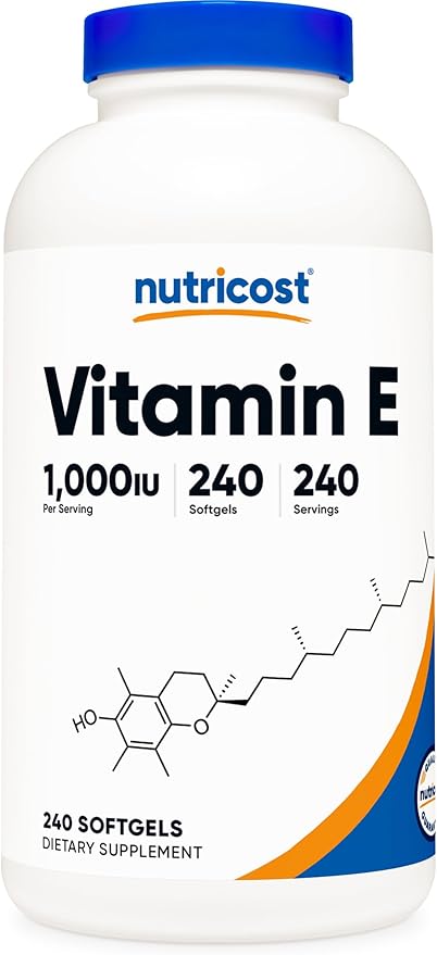Nutricost Vitamin E 1,000 IU (450mg) 240 Softgels - GMO-Free, Gluten-Free
