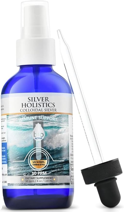 Colloidal Silver Liquid Spray | 10 PPM Ionic Silver | 4 oz Glass Bottle by Silver Holistics