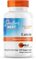 Doctor's Best Lutein Supplement 20mg with Trans Zeaxanthin - Lutein for Eyes, Eye Health Vitamins for Men & Women, Vision and Macular Health Support Capsules, OptiLut Marigold Flower - 120 Veg Caps