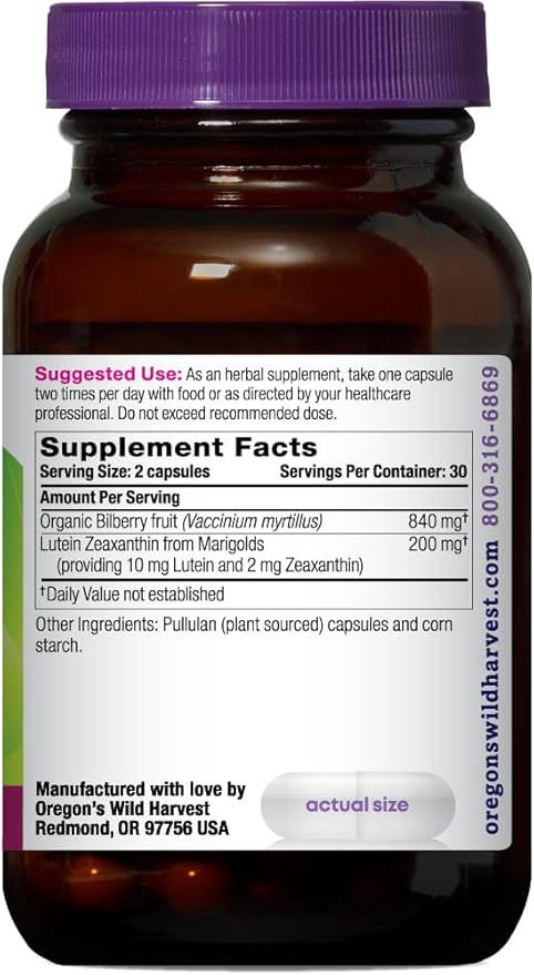 Oregon's Wild Harvest Eyes Love Lutein™ Capsules, Non-GMO Organic Herbal Supplements, 60 Count